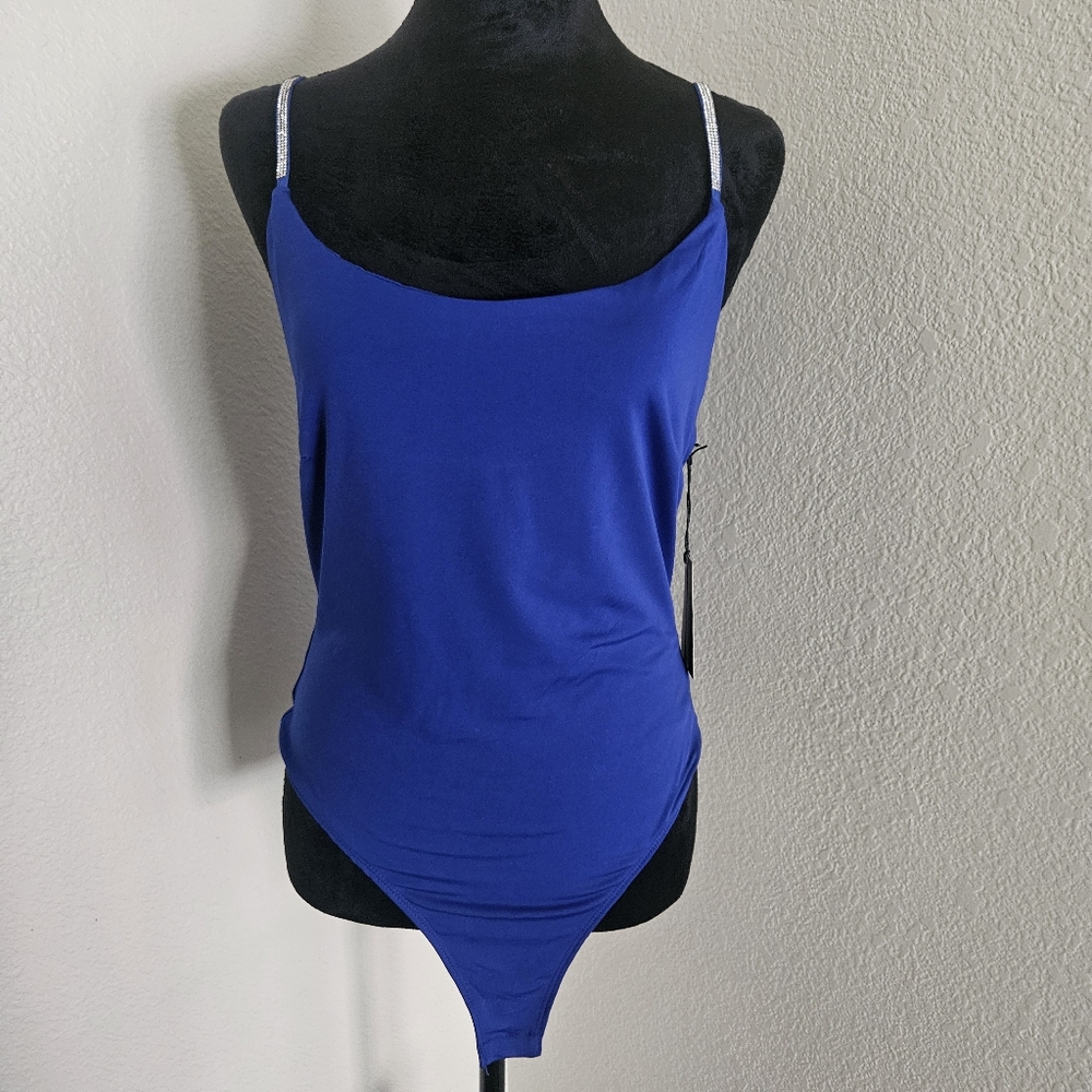 Rhinestone Strap Royal Blue Bodysuit